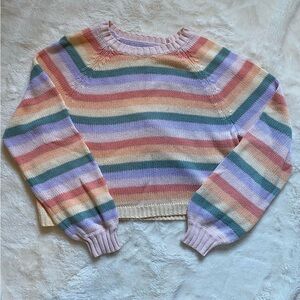 American Eagle Pastel Rainbow Striped Sweater